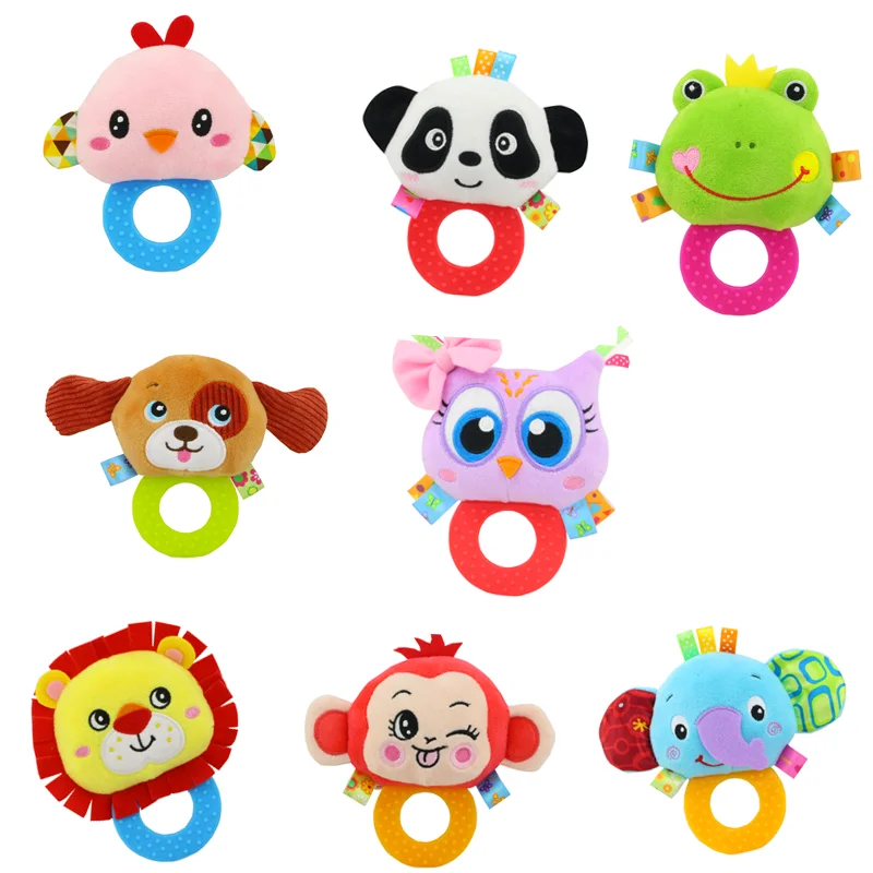 Детские мягкие плюшевые погремушки с пищалкой и прорезывателем игрушки