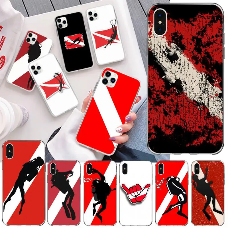 Чехол для телефона Diver Down Scuba Flag iPhone 11 pro XS MAX 8 7 6 6S Plus X 5S SE 2020 XR|Бамперы| |