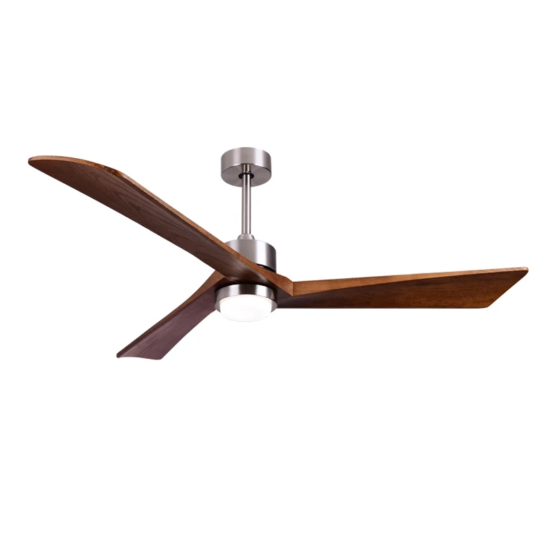 

60 Inch European style with led light dc ceiling fans for home roof decoration solid wood blade ceiling fan with remote control