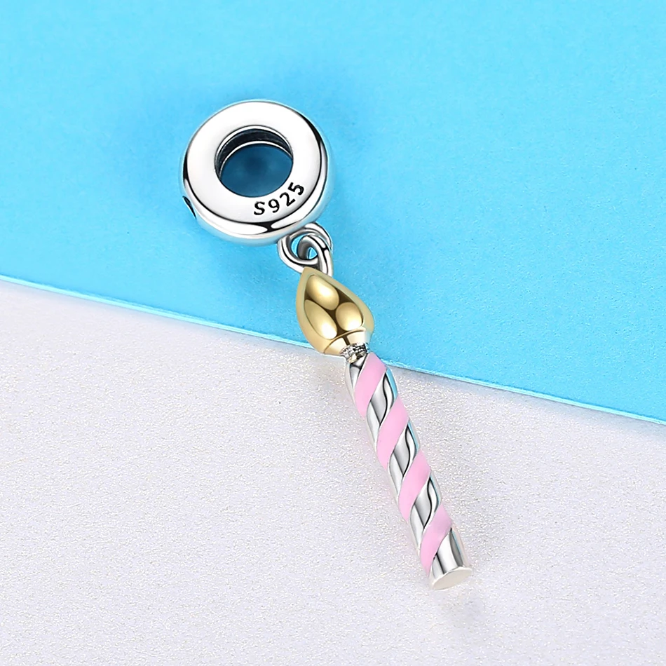 Подвески из настоящего серебра 925 пробы бусины розовая эмалированная подвеска в