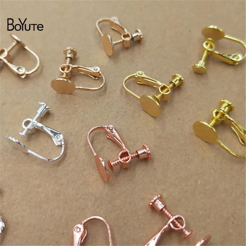 8MM Flat Base BoYuTe, 20 шт., металлические латунные клипсы для ушей без прокалывания, 8 мм, пустая основа, сделай сам, серьги, настройки, ювелирные аксессуары, запчасти - Цвет: 8MM Flat Base
