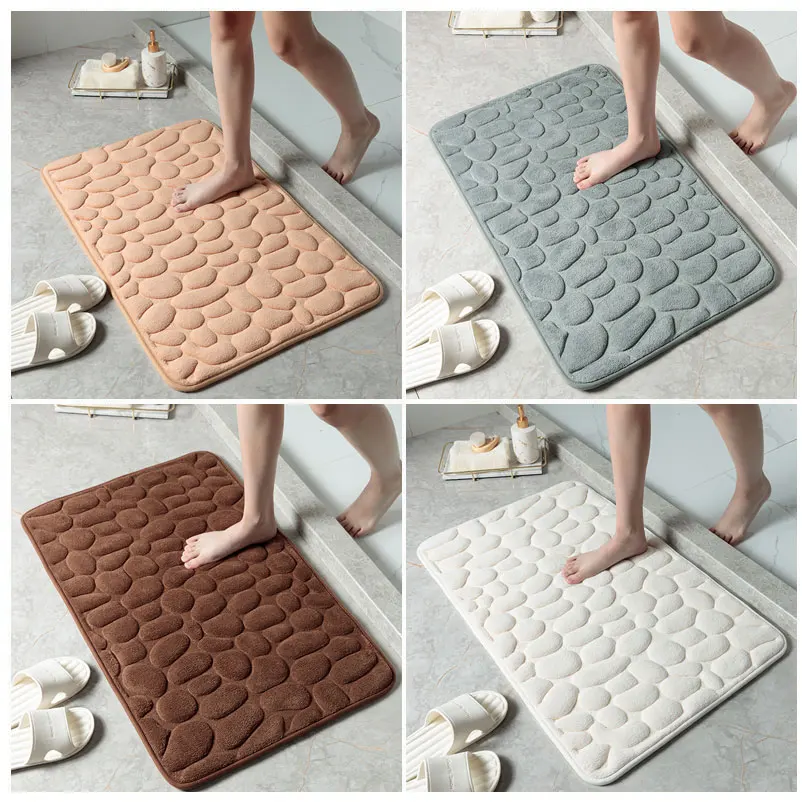 

Cobblestone Embossed Doorway Rugs Home Living Room Floor Area Mat Bedroom Bathroom Absorbent Floor Mats Anti-Skid Carpets