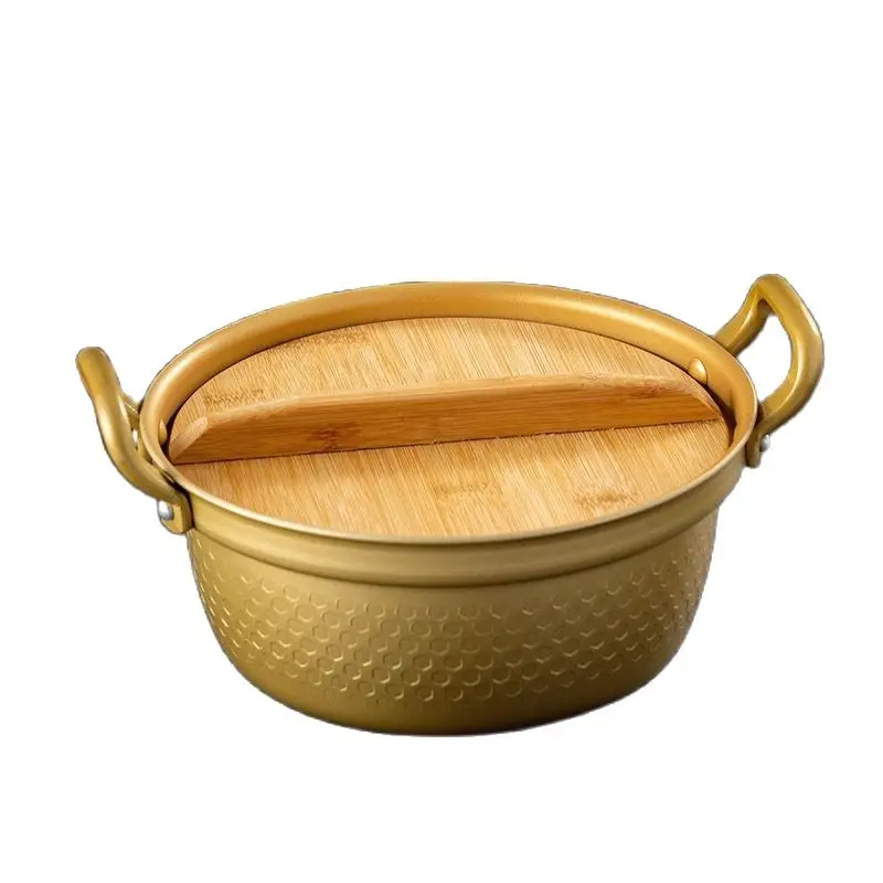 

Soup Pot Small Cooking Pots Wooden Lid Fast Food Noodles Pan Gold Cooking Milk Pot Kitchenware Saucepan Non-stick Cookware