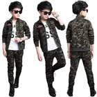 Детский спортивный костюм для мальчиков, костюм с длинным рукавом и брюками, военная униформа, детская одежда для мальчиков