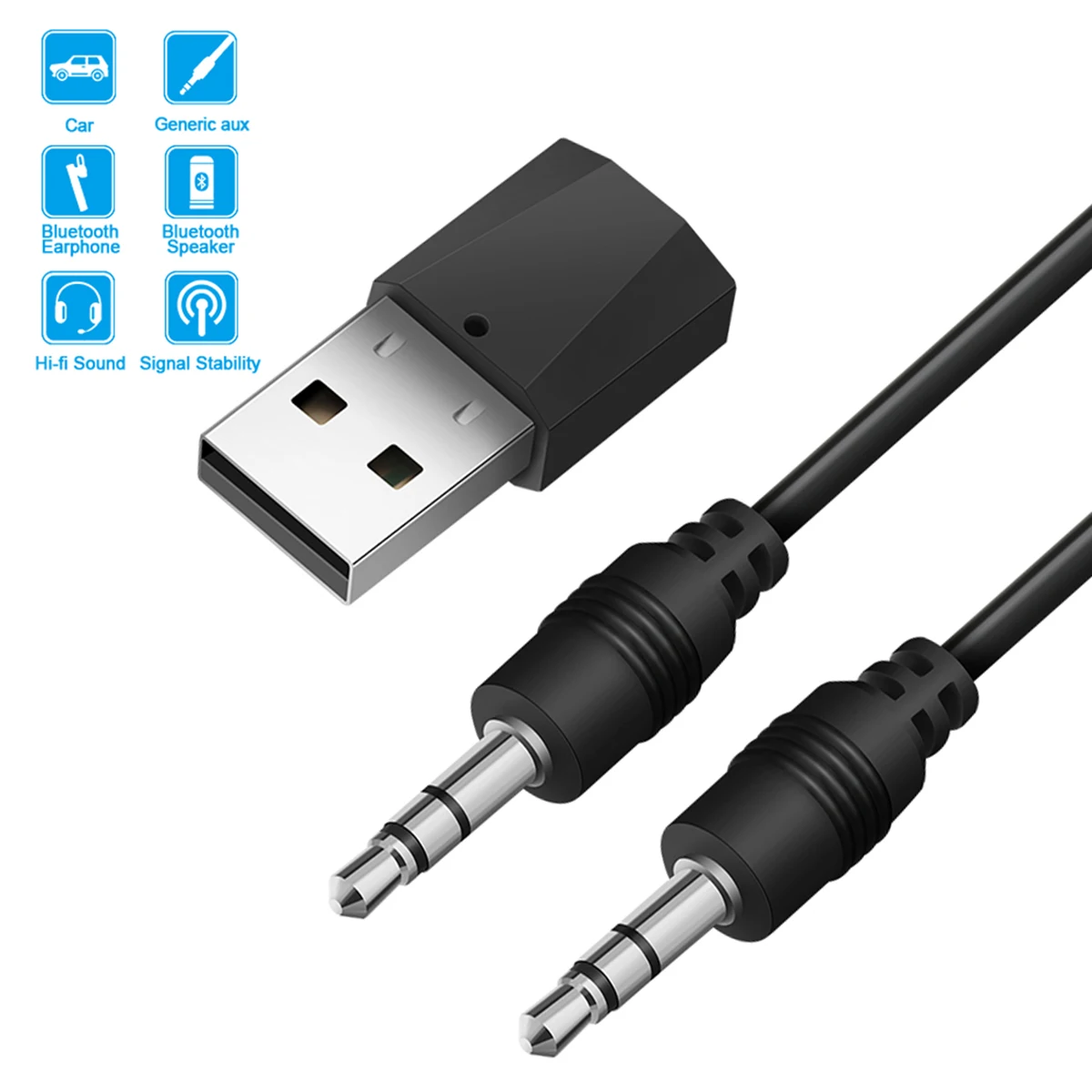 DC 5 В USB пластик черный беспроводной Bluetooth 4,2 аудио стерео приемник для 3,5 мм автомобиля AUX динамик наушников синий светодиодный индикатор