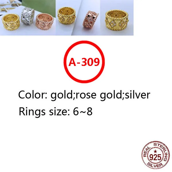 

A309 S925 ring personality fashion classic kaleidoscope round bead clover shape temperament couple ladies jewelry new hot