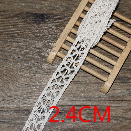 2.4cm 5yards 2-6 см, 5 ярдов, бежевое кружево высокого качества, хлопковое кружево, шитье, домашний интерьер, аксессуары для одежды, материал для рукоделия - Цвет: 2.4cm 5yards