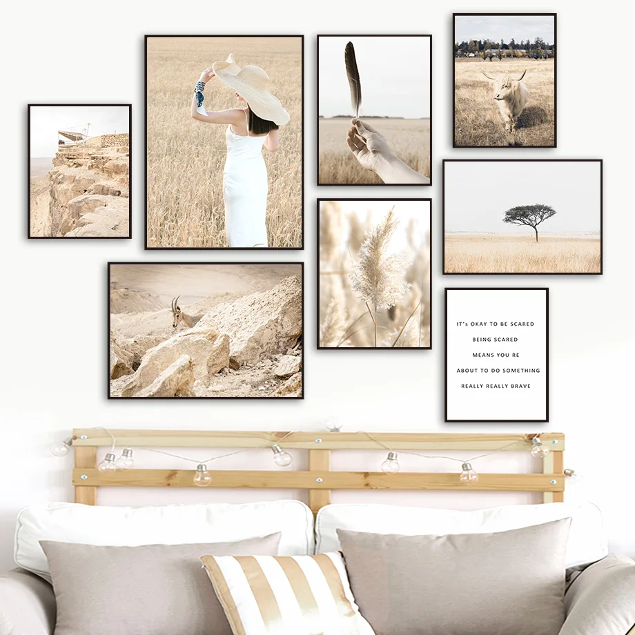 Сексуальная женщина Антилопа рисовая скала настенная живопись холст