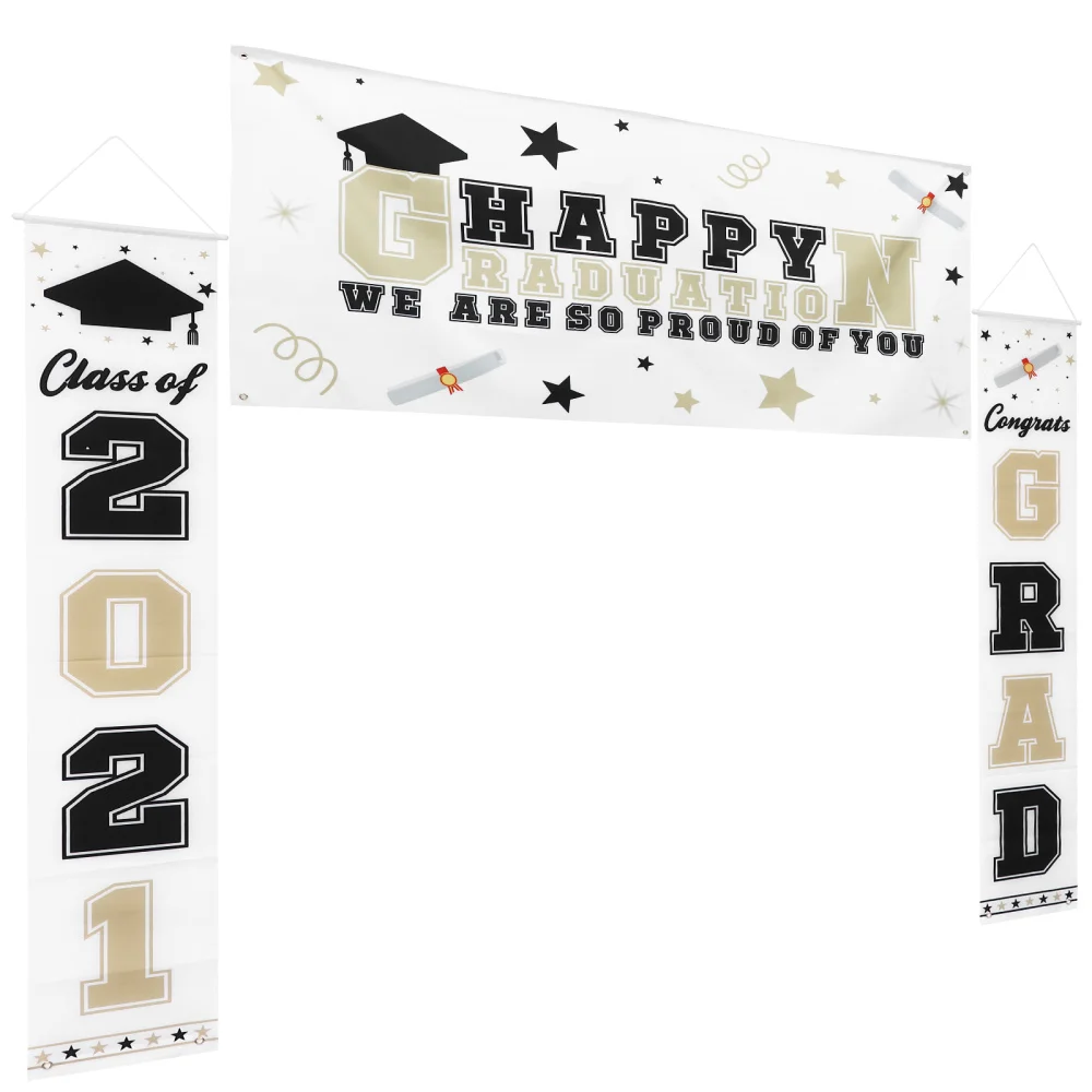 

1 Set of 3Pcs Graduation Door Banner Class of 2021 Sign Graduation Season Decor