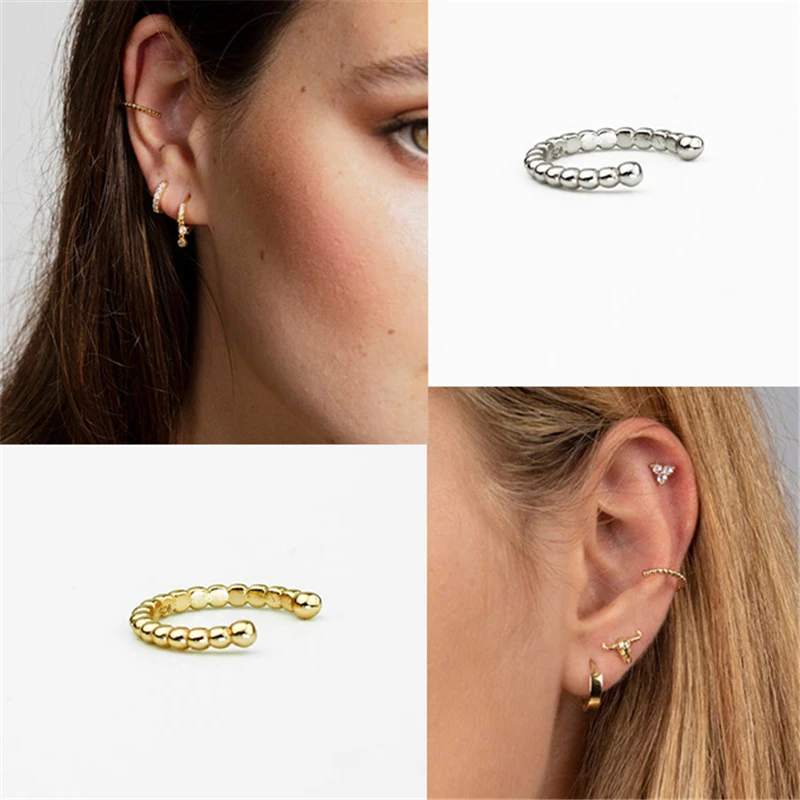 

Simple Earcuff Tasteful Zircon Clip On Earrings For Women 925 Sterling Silver Ear Cuff Jewelry For Girl pendientes mujer A30