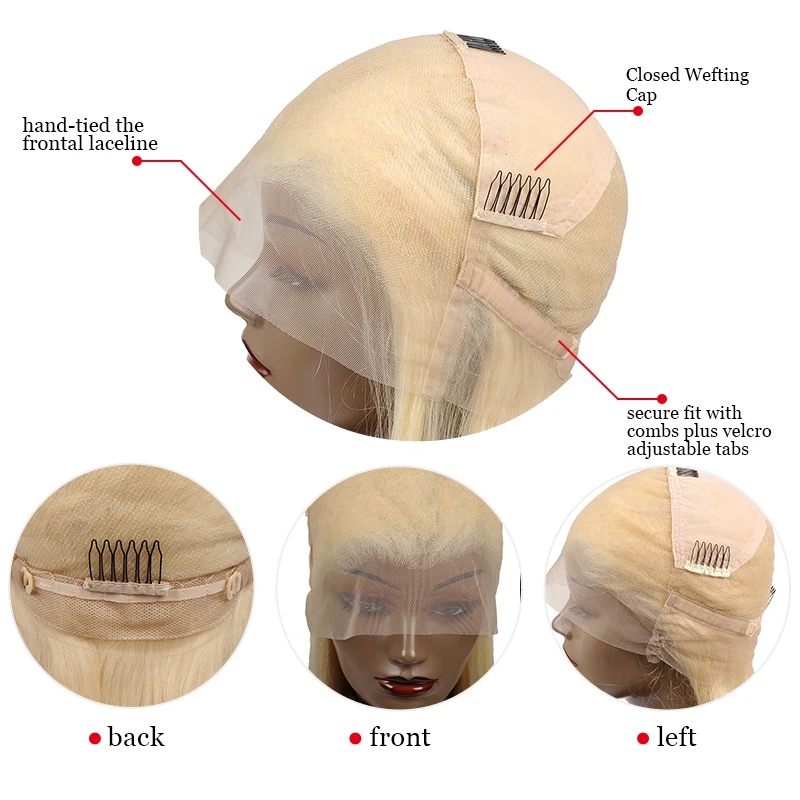 Peruvian 613 Full Lace Human Hair Wigs Straight Honey Blonde Pre-Plucked Hairline 150 Shining Star Remy | Шиньоны и парики