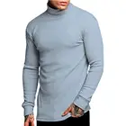 Отличная зимняя Базовая рубашка для мужчин, удобные топы с высоким воротником и длинными рукавами, базовые рубашки, однотонные теплые облегающие мужские трикотажные топы