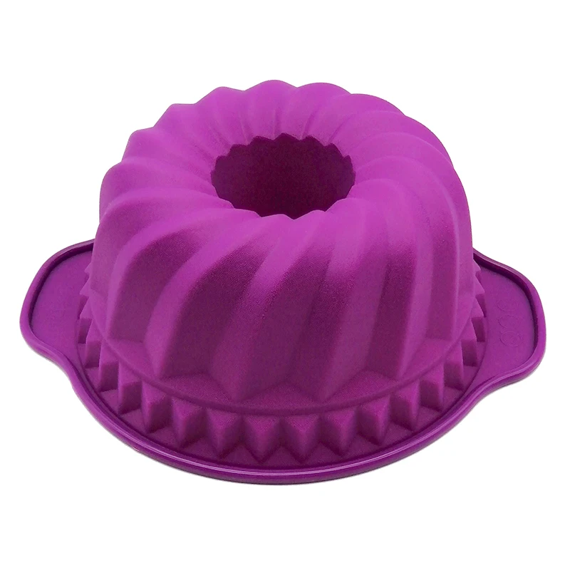 Purple 2 Большой полый круглый 9 дюймов шифон торт плесень Шестерня пластина, силиконовая форма для торта, инструмент для выпечки легко снять - Цвет: Purple 2