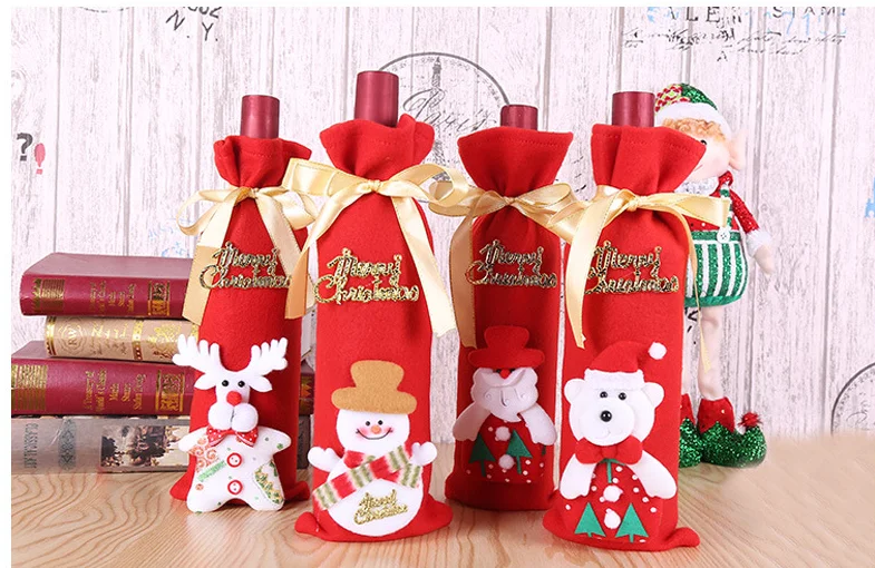 Горячая крышка для бутылки с красным вином украшения дома вечерние Санта Клаус