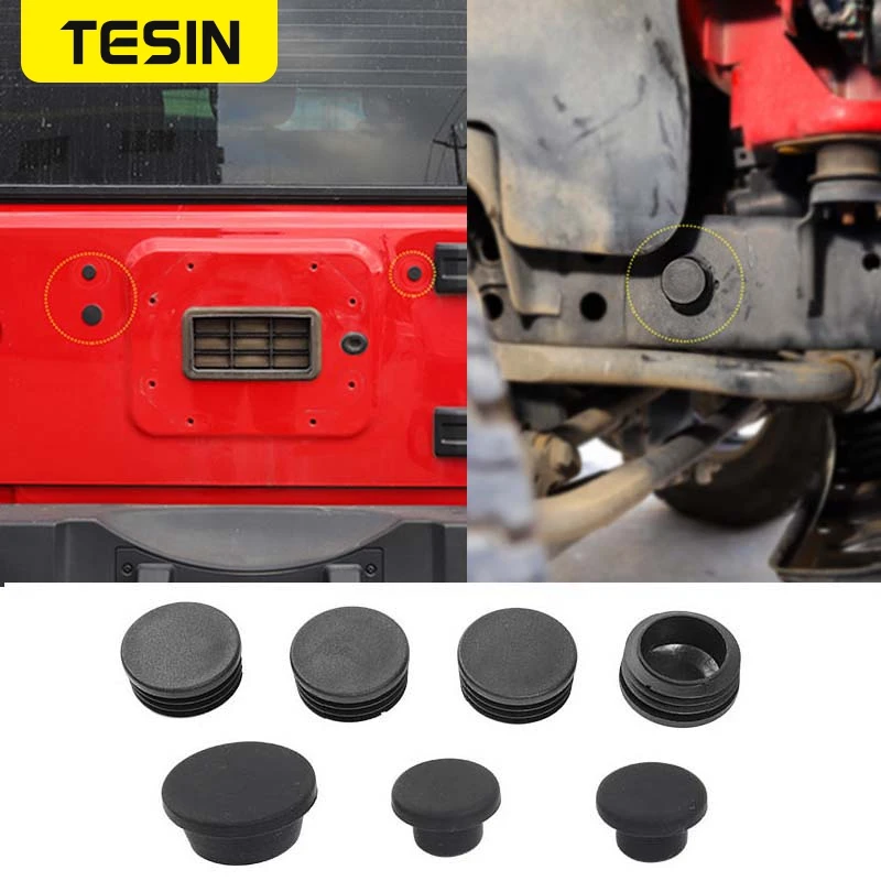 

TESIN Car Chassis Frame Round Hole Dust Plugs Tail Door Rubber Plug Decoration Cover for Jeep Wrangler JK 2007-2017 Accessories