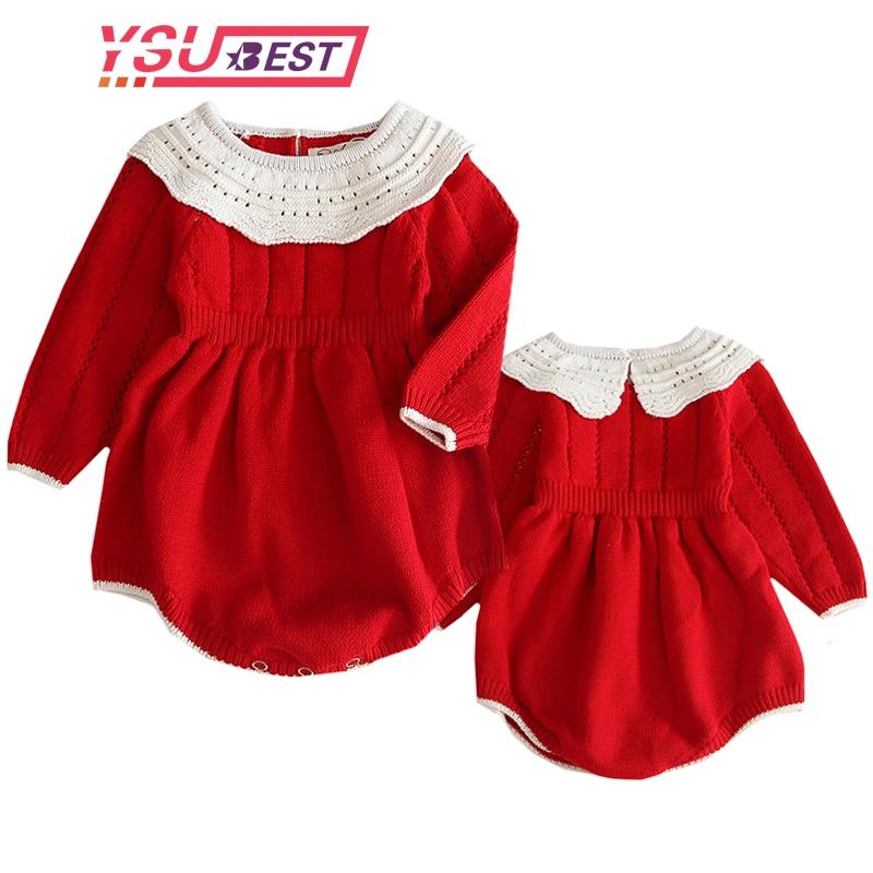 

New Born Baby Clothes Spring Autumn Baby Jumpsuit Red Knitting Sweater Garment Baby Bodysuits Baby Girl Clothes Baby Jumpsuit