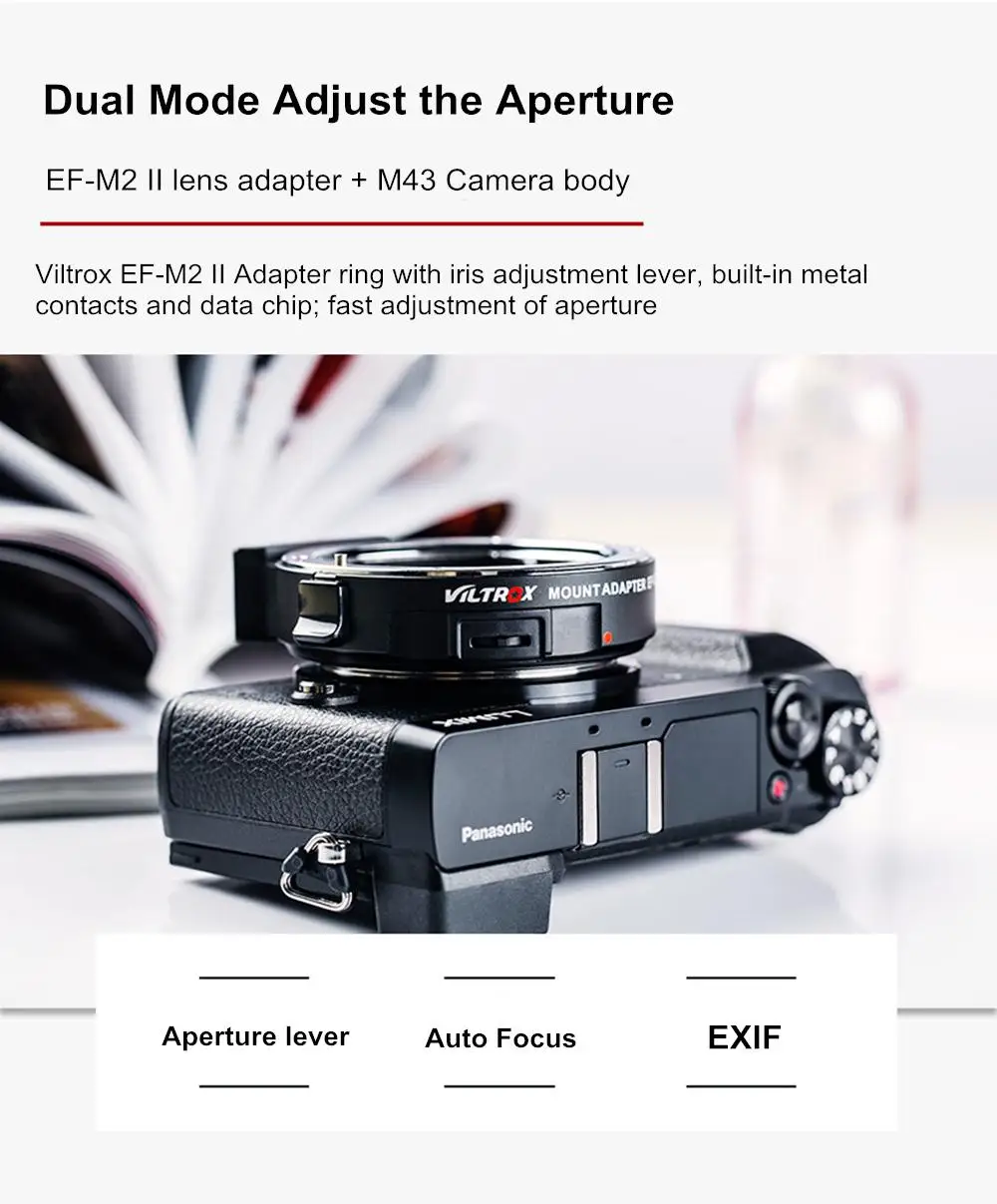 Viltrox EF-M2II усилитель скорости адаптер фокусный редуктор Автофокус 0.71x для Canon EF Крепление объектива к Panasonic Olympus M43 камера