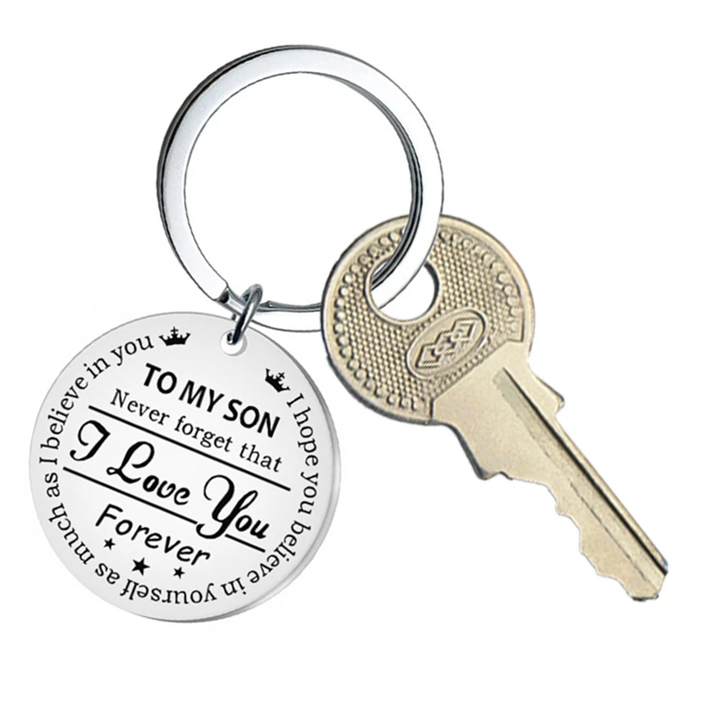 Trendy Stainless Steel Keychain Engraved To My Son Daughter Mom Keyring Key Chains Charm Love Pendant Jewelry Gift | Украшения и