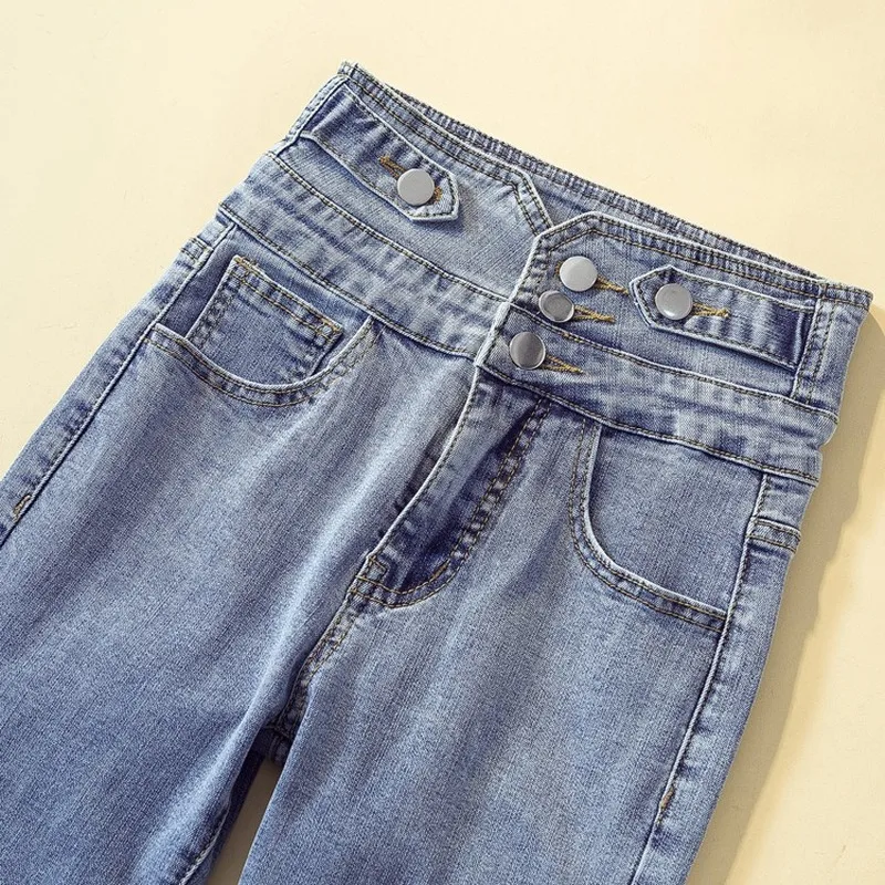 2020 New Black High Waist Pencil Jeans for Women Plus Size Spring Blue Tassel Sexy Trousers Girls Stretch Pants | Женская одежда