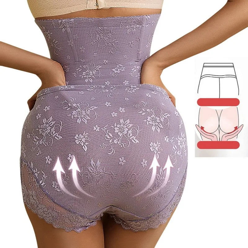 

Women high waist abdominal pants postpartum breasted abdominal underwear slimming hip lifting shaping Lace Waist shaping pantsa