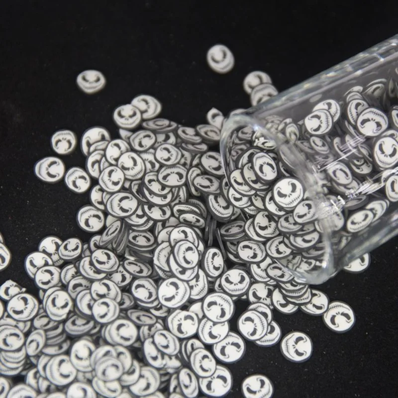 

50g Hot Clay Ghost Slice Polymer Clay Sprinkles for Crafts Making Halloween Skull Decoration DIY Nail Art Slimes Filling 6mm