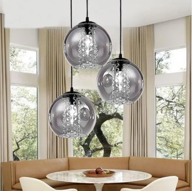 

Modern bried dia 20cm amber glass ball pendant light fixture fashion DIY home deco living room crystal E14 LED bulb pendant lamp