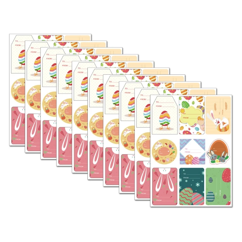 

10Pcs Stickers Easter Eggs Gift Tags Stickers Bunny Sticker Easter Party Decor 69HF