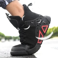 mesh size 48 steel toe boots working shoes man safety breathable black shoes men ankle boots high top sneakers men boots new