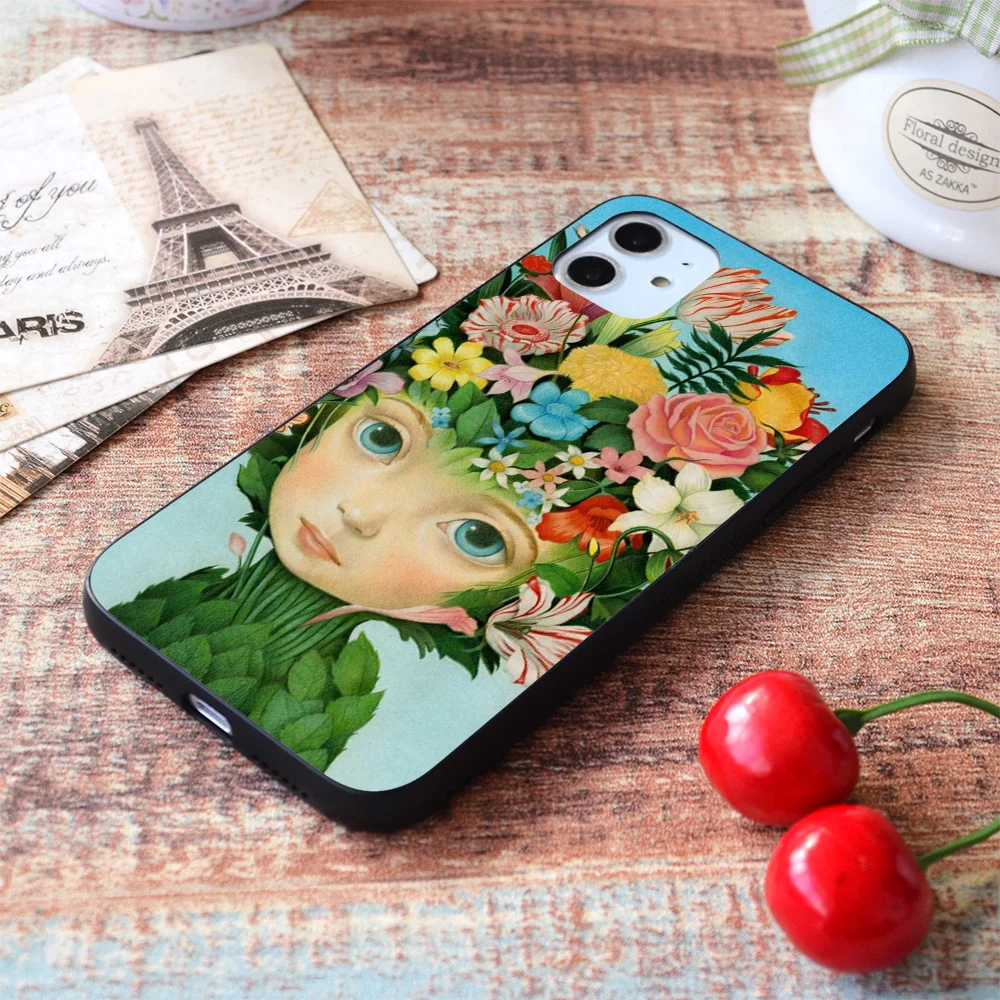 

For iPhone The Language of Flowers Soft TPU Border Apple iPhone Case