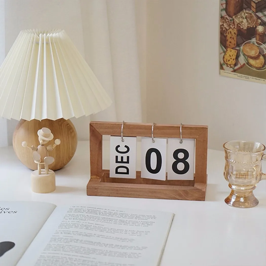 

1 *Calendar 20*9*12cm Wooden Desk Calendar Office Calendar Nordic Creative Wooden Style Desktop In Stock Drop Shipping