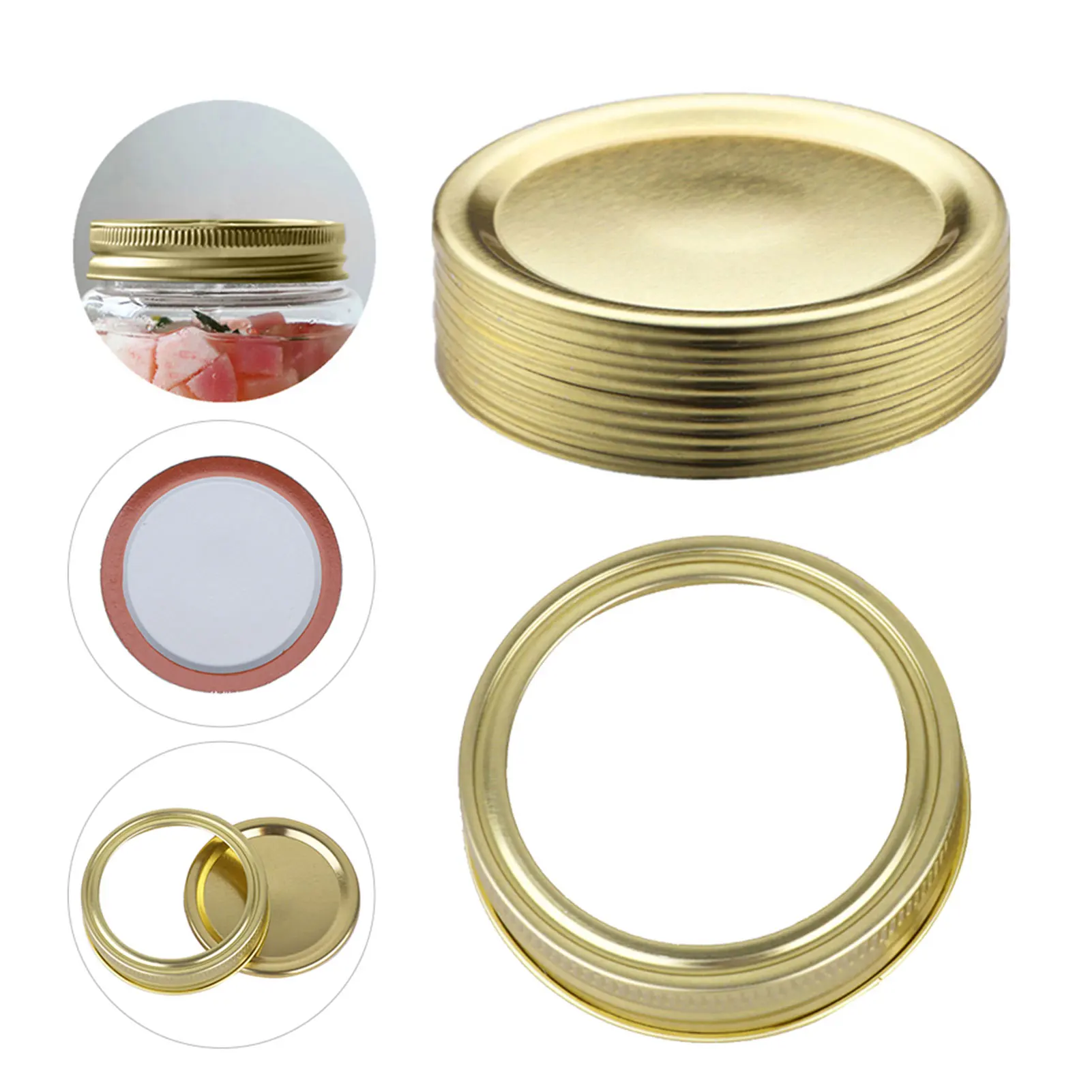 

12pcs Tinplate Mason Jar Canning Lids Reusable High Low Temperature Resistant Seal Microwave Ovens Refrigerators Dishwashers