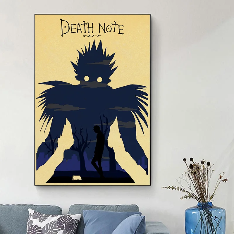 Классический японский аниме "Тетрадь Смерти" холстная живопись и постер для стен для гостиной, коридора, декора дома, картины "Куадрос он".