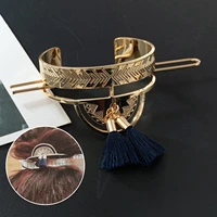 chinese hair cuff bun women tassel hair stick holder wedding hair accessories mental chopsticks buns hair pins clips
