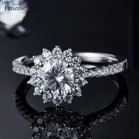 fanenso women fashion four prong 1 carat sun flower moissanite propose ring 925 silver plated 18k gold female jewelry gift