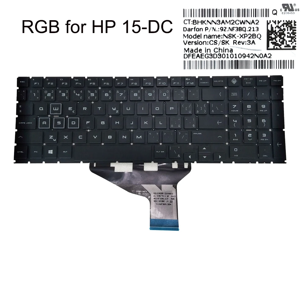 Czech Slovakia RGB backlidht keyboard for HP OMEN 15-DH 15-DC 15-DC0005TX dc000 CS notebook keyboards colorful backlit NSK-XP2BQ