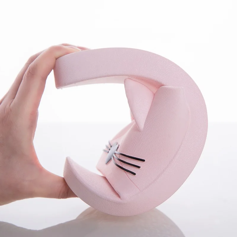 Шлепанцы женские с мультяшным котом мягкие сандалии на плоской подошве плоская