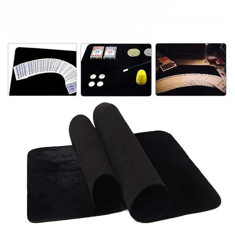 

Black Professional Poker Card Deck Mat Magic Tricks Magician Props Coin Illusion Magic Game Pad Board 3 Sizes
