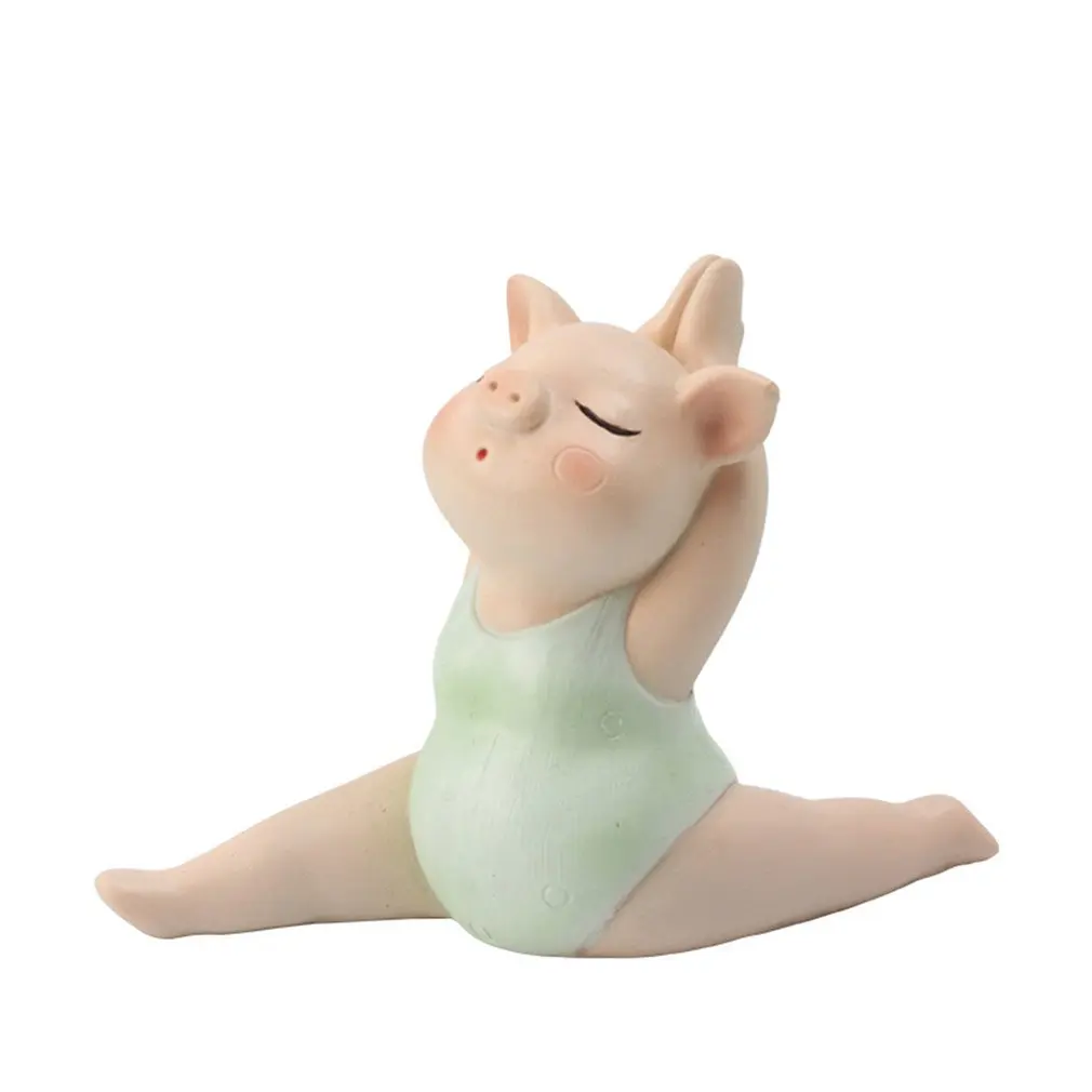1PC Yoga pig portraits doll Family Animal Model Figurine Home Decor Miniature Garden Decoration Dolls Kids Toy Resin Craft | Дом и сад