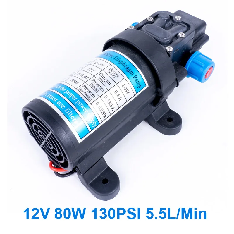Очень прочный DC 12V 130PSI 5.5L/мин водяной мембранный самовсасывающий насос 80W - Напряжение: Return valve type