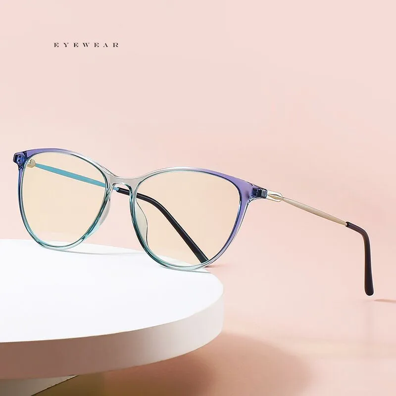 

Cat Eye Reading Glasses Women Fashion Blue Light Blocking Computer Prescription Hyperopia Eyeglasses With Diopter +0.5 0.75 1.5