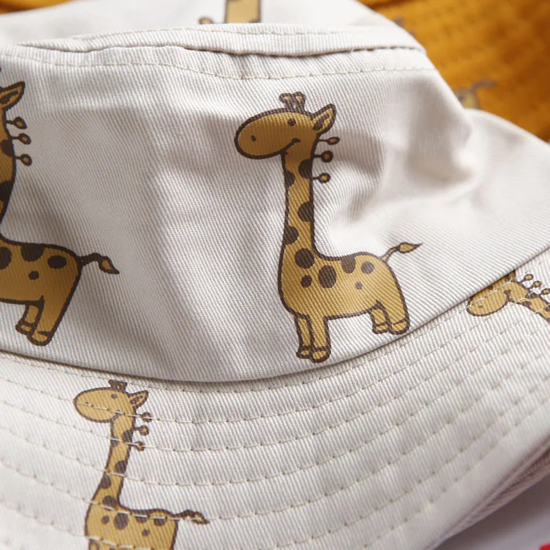 Spring Summer Kids Bucket Hat Cartoon Giraffe Baby Girl Boy Hats Children Outdoor Beach Caps Infant Toddler Sun Cap | Детская одежда и