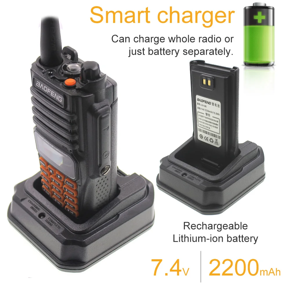 Baofeng UV 9R рация 2200 мАч IP67 Водонепроницаемый 136 174/400 520 МГц двухдиапазонный двойной
