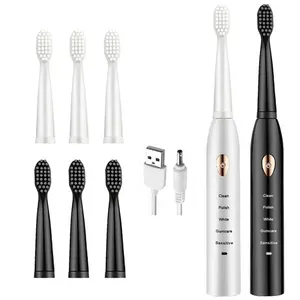 Electric Toothbrush Couple Set with 8 toothbrush heads in two packs Adult Rechargeable 2-minute Intelligent Timing Toothbrush