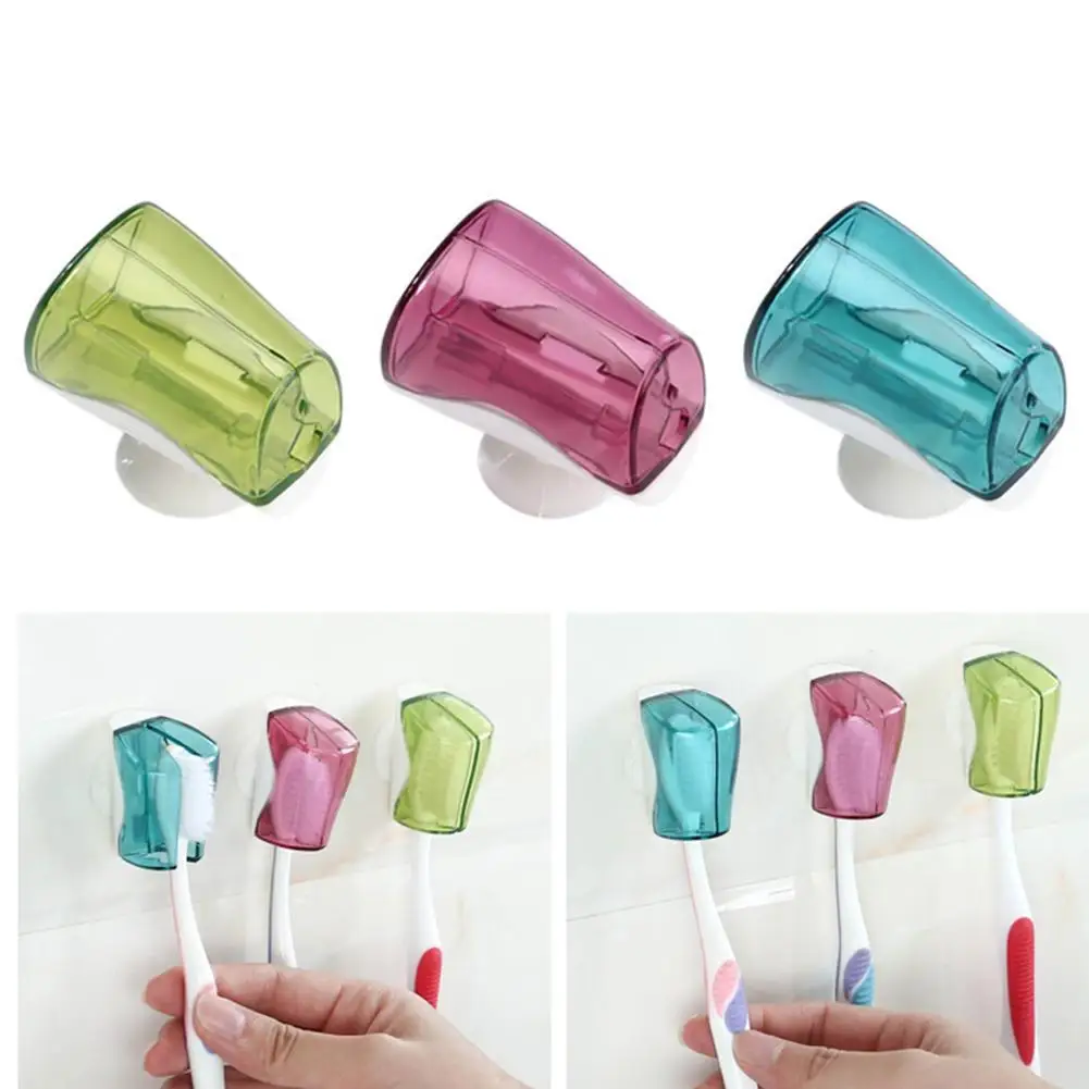

3 Piece/Set Suction Cup Toothbrush Holder Toothbrush Supplies Product Storage Cover Bathroom Home Wall Mount Rack S3K6