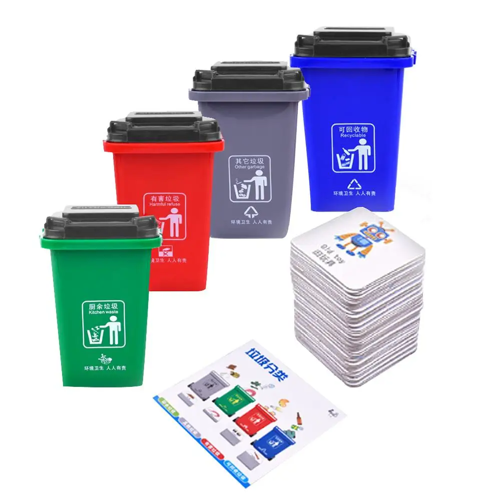 

Learning Puzzle Toys Mini Trash Cans Garbage Sorting Cards Board Game Plastic Bright Colour Promoting Visual Development