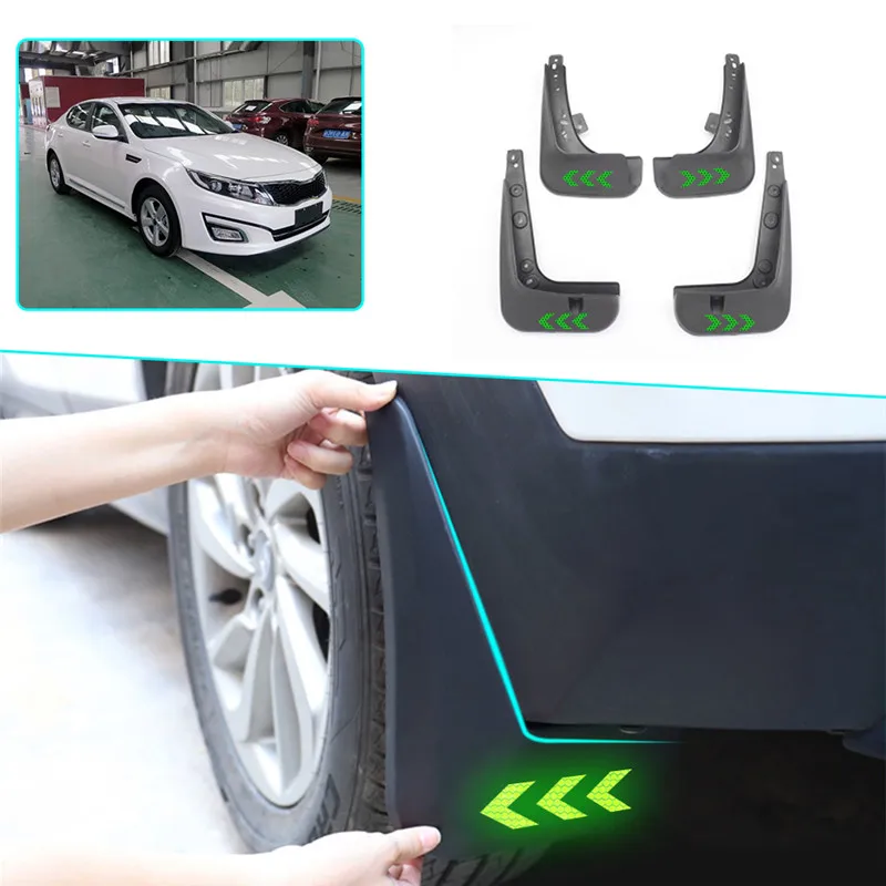 Green 2012-2014 Передние Задние Автомобильные Брызговики для крыла Светоотражающие Предупреждение Брызговики для Kia Optima K5 2011-/ - Цвет: Green 2012-2014