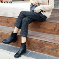 thick woolen pants for women 2019 new fashion striped female trousers straight lady pants casual streetwear s 3xl high waist