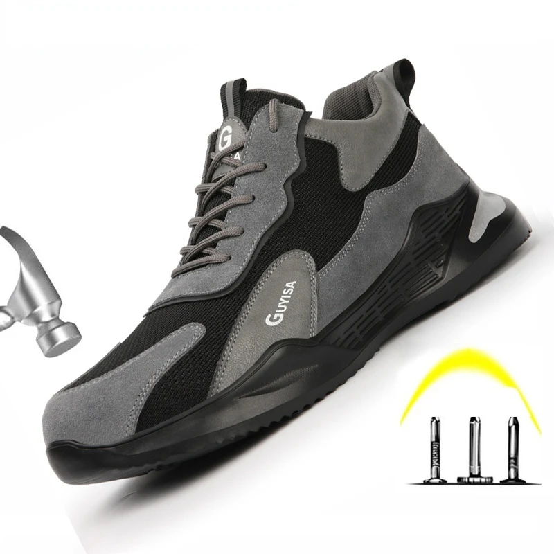 

Men's New Anti Smashing Steel Toe Cap Protective Work & Safety Shoes Men Puncture Proof Indestructible Work Safety Boots Shoes