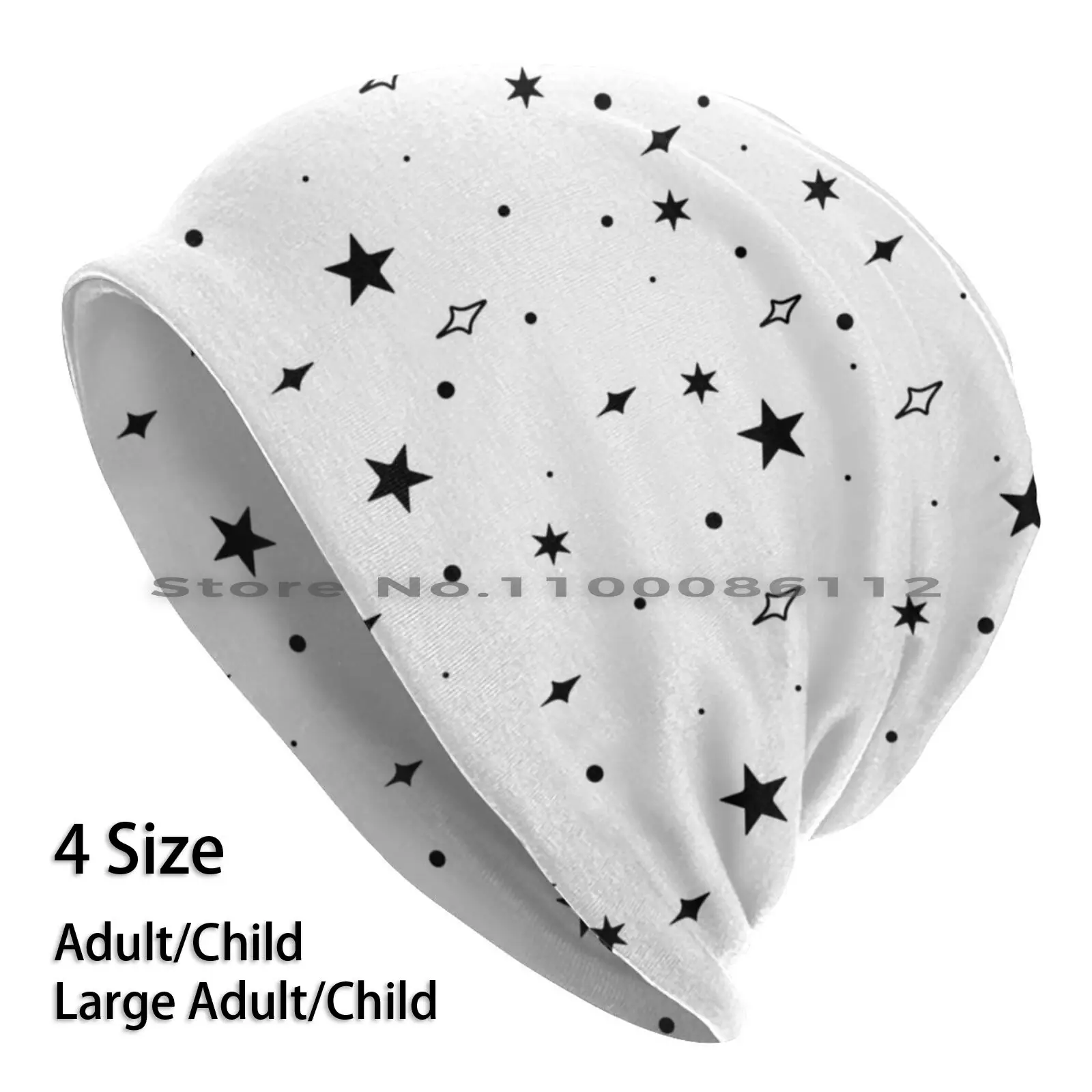 

Space Pattern ( Black / White ) Beanies Knit Hat Stars Pattern Black White Outer Space Celestial Night Sky Universe Galaxy