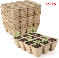 12 holes peat pots seed starter trays garden plant nursery box organic biodegradable seedling pots germination trays